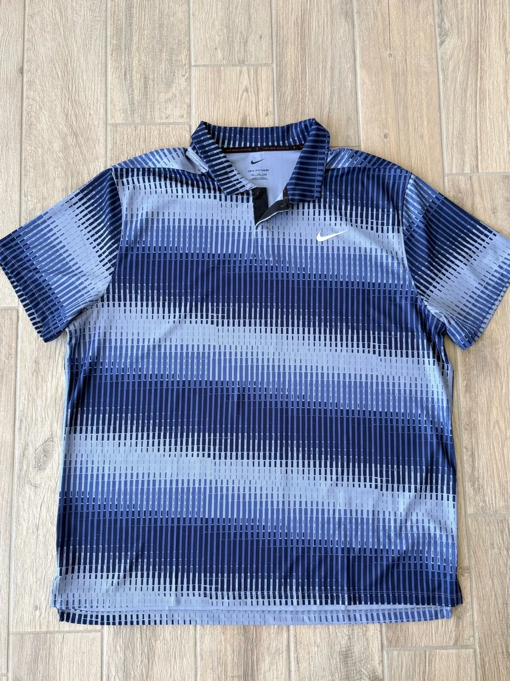 Nike Tiger Woods Collection Dri-FIT ADV Golf Polo Blue Geometric Men’s XXL - Picture 2 of 8